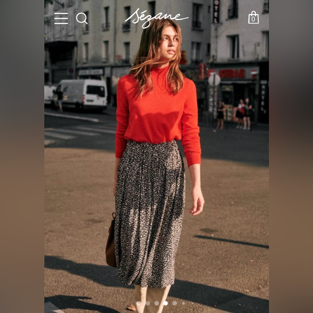 Sezane leopard print Elie midi skirt
